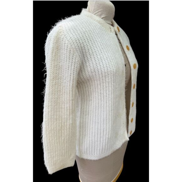 Americana Knitting Mills Vintage Knit Cardigan Sweater 1960’s Ivory Cream - Picture 4 of 8